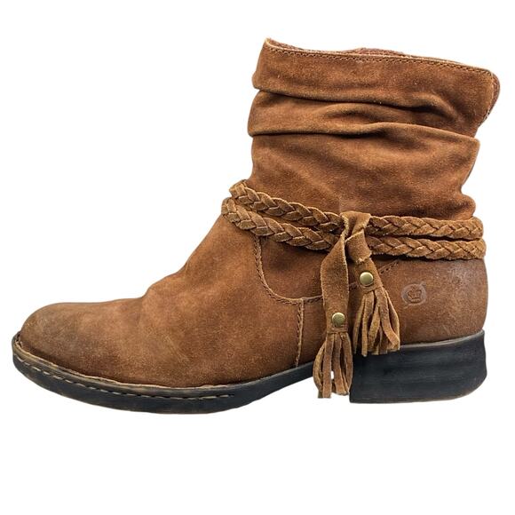 Born Women's Oueva Brown Suede Distressed Ankle Boot Size US 7 - Picture 3 of 10